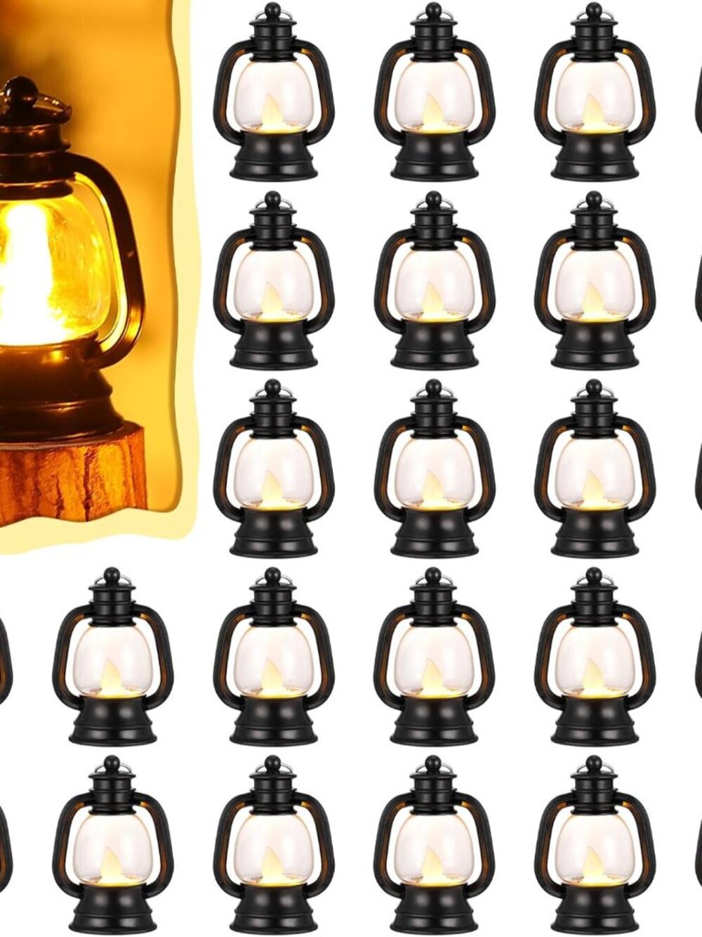 24 Pcs Mini Lanterns Bulk 4 Inch Black Lamp Table Centerpieces